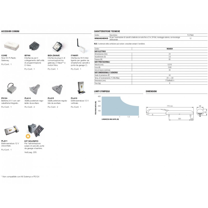 Kit Automatización Puerta Batiente WG4024 24V...