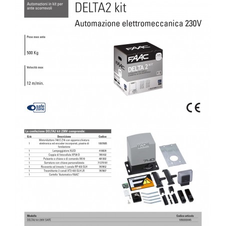 FAAC 740 DELTA 2 KIT 1056303445 Automatisme de portail coulissant 500kg 230v