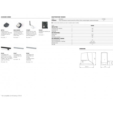 Kit pour l'automatisation d'un portail coulissant jusqu'à 600Kg 230v NICE ROX600KCE ROX 600