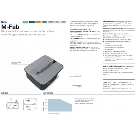 Kit Automazione Motore 24V Interrato Per Cancelli a Battente NICE MFAB3024BDKCE