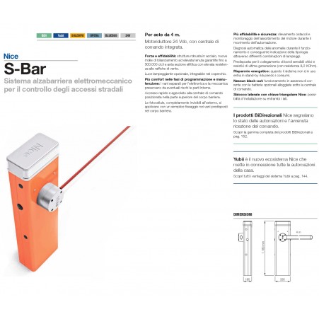 Barrière résidentielle automatique avec flèche max 4m NICE S4BAR