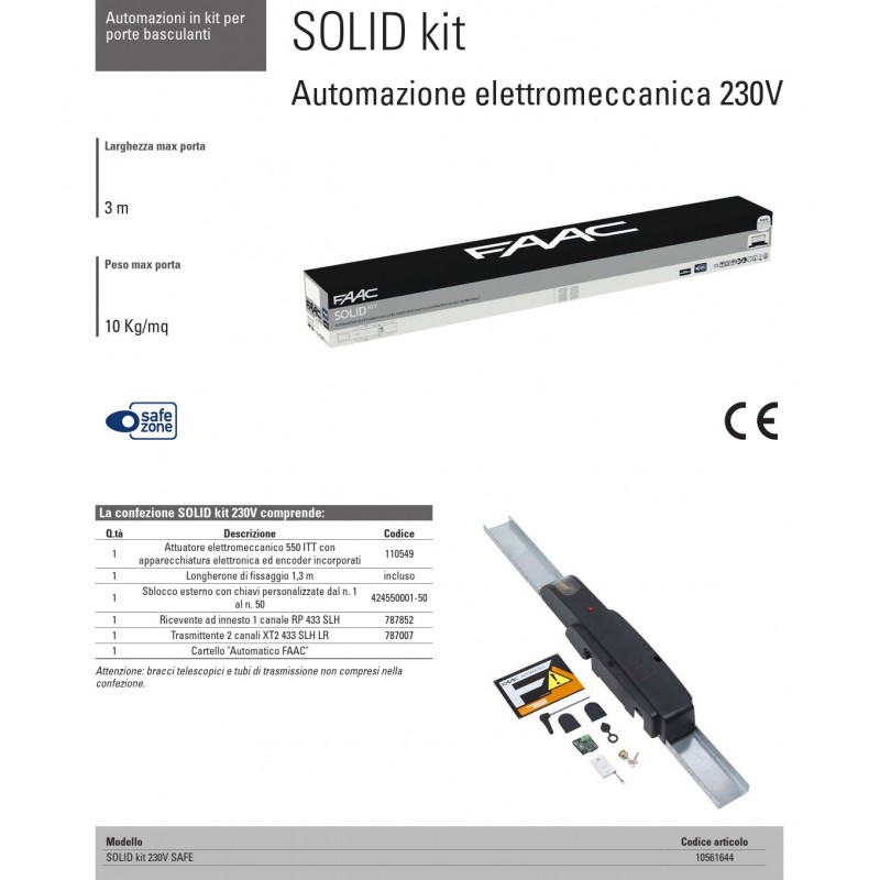 FAAC KIT SOLIDE 230V 10561644 Automatisme de...