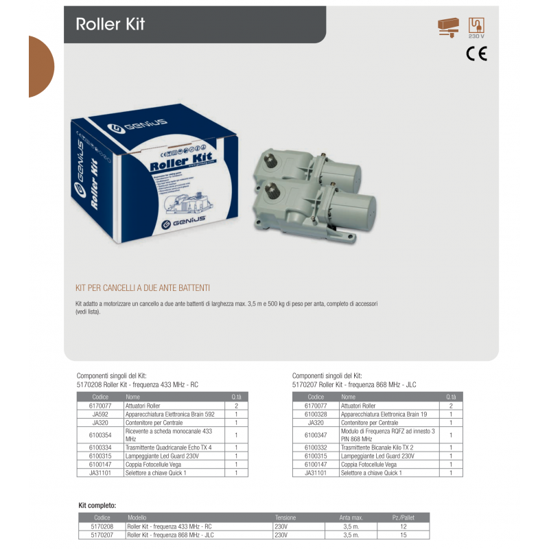 Kit GENIUS FAAC ROLLER 5170208 Automatización...