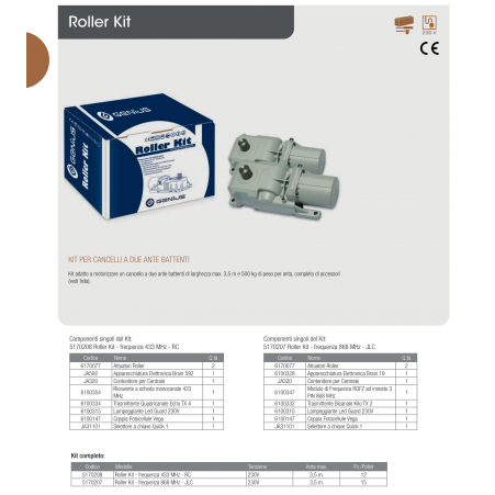 Kit GENIUS FAAC ROLLER 5170208 Automatización Puerta Abatible Motor Enterrado