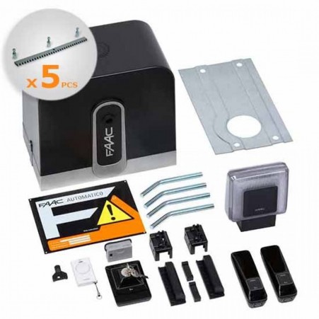 FAAC RÁPIDO KIT 400kg Automatización Puerta Corredera - 5 Mt Cremallera Galvanizada
